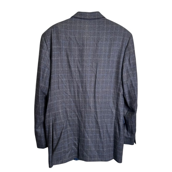 Tommy Hilfiger Vintage Grey Plaid Windowpane Wool Blazer Size 42T - Picture 2 of 11